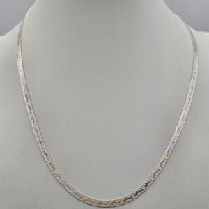925 Italy VIOR Sterling Silver Dolphin Herringbone Reversible Necklace 16"